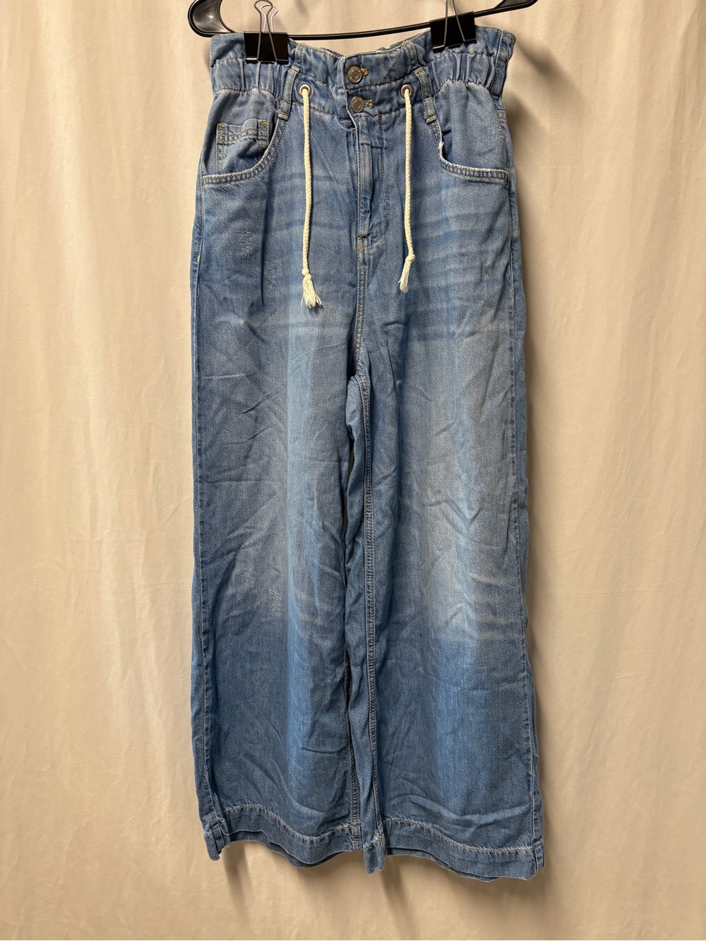 PILCRO drawstring pull on wide leg pant